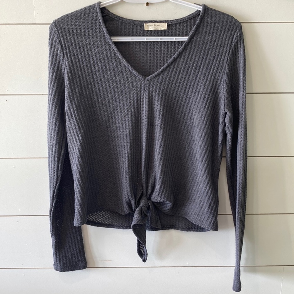 MISS LOVE. grey long sleeve shirt.